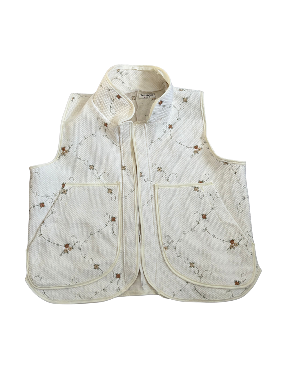 Cream Floral Quilted Vest