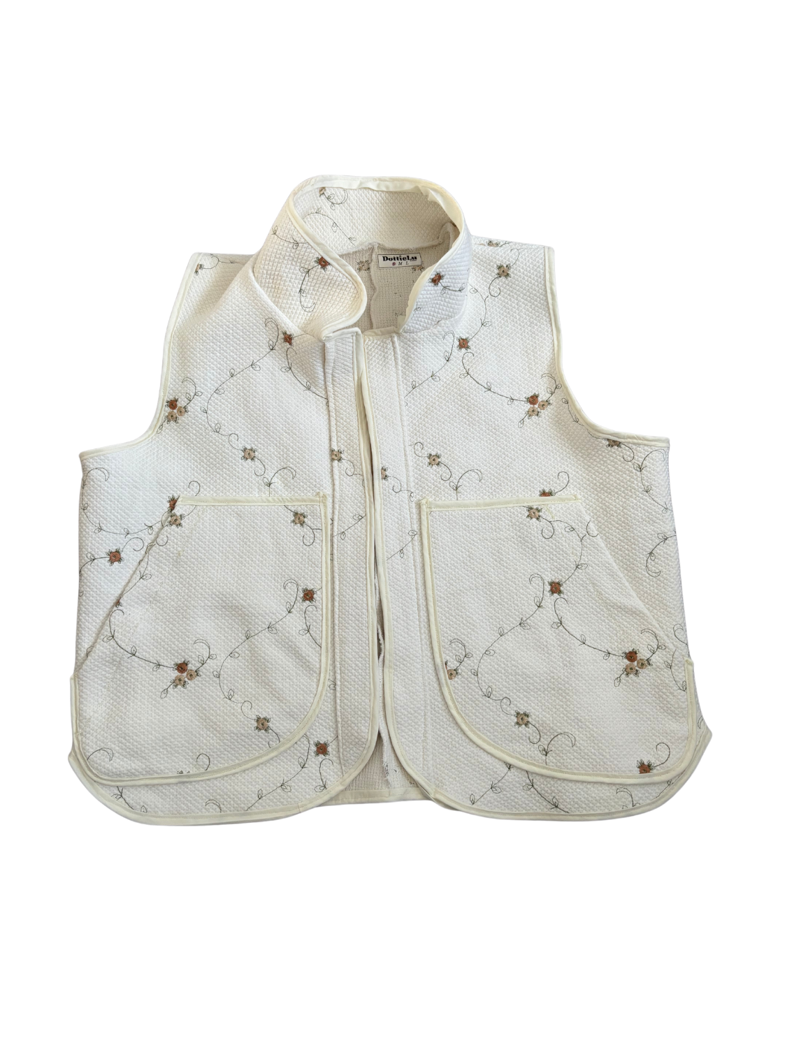 Cream Floral Quilted Vest
