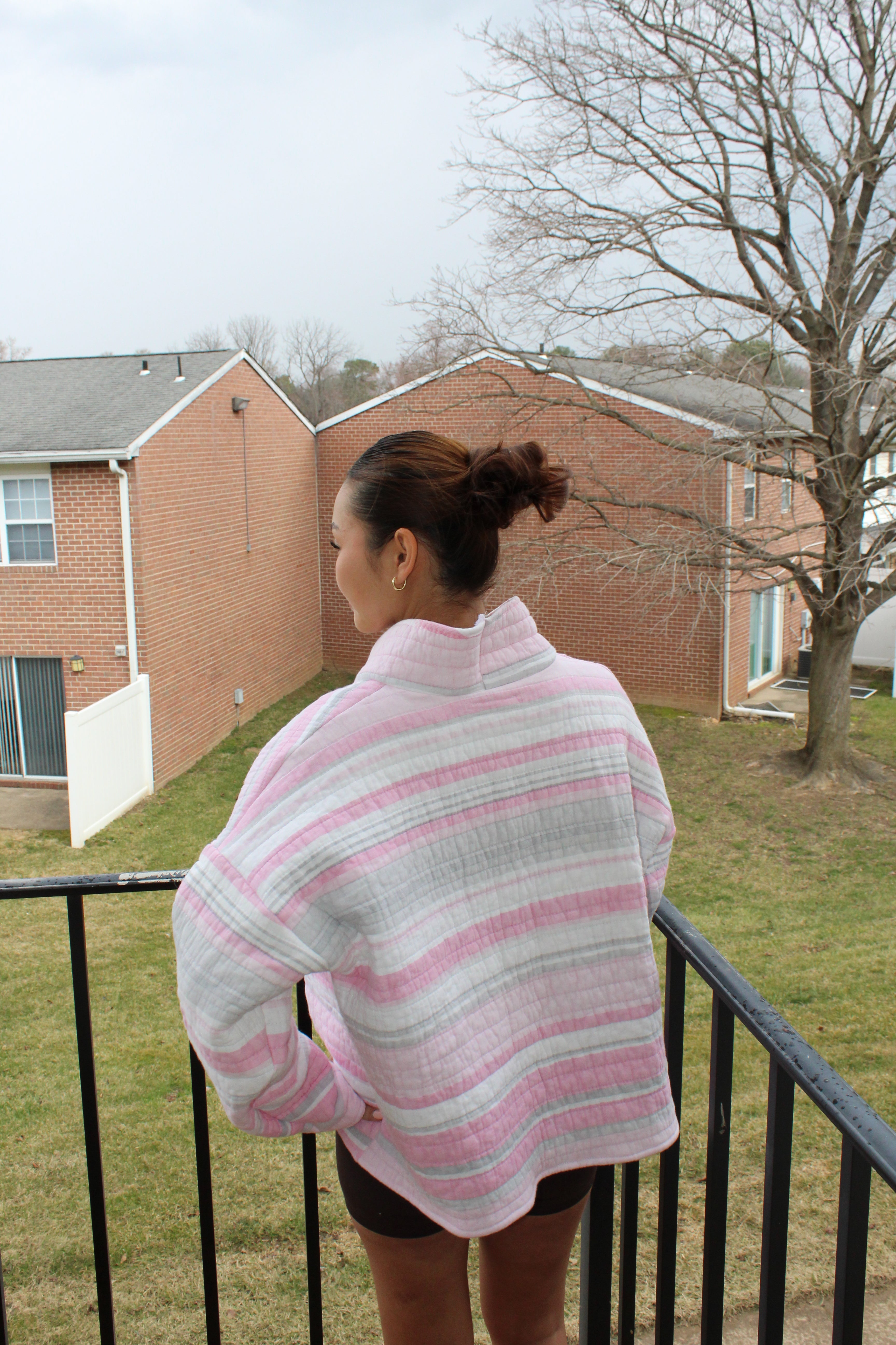 Pink Striped Mockneck