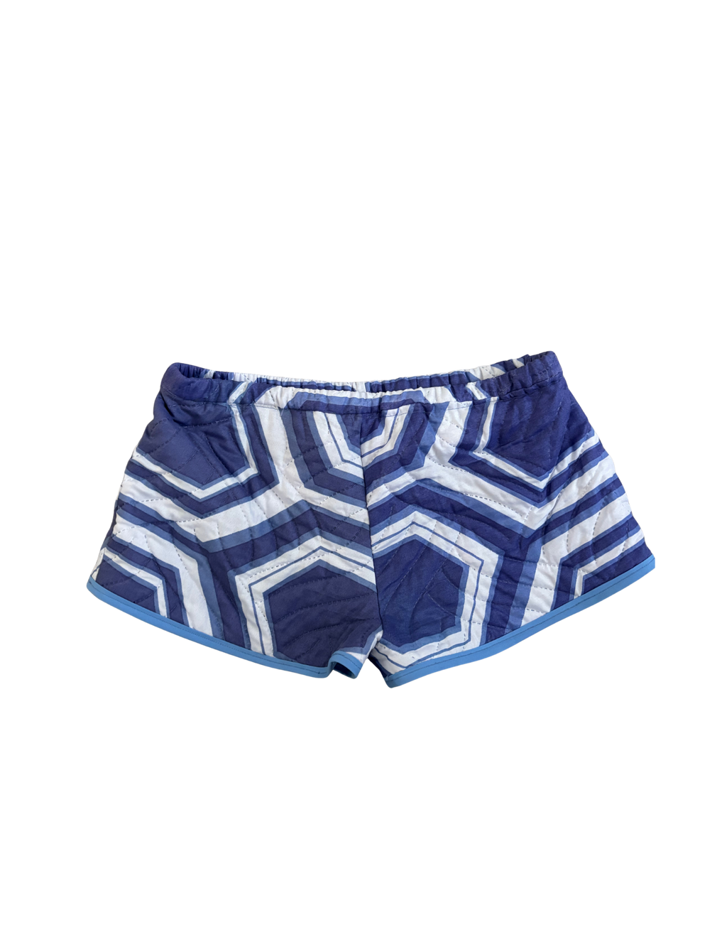 Blue Patterned Mini Shorts