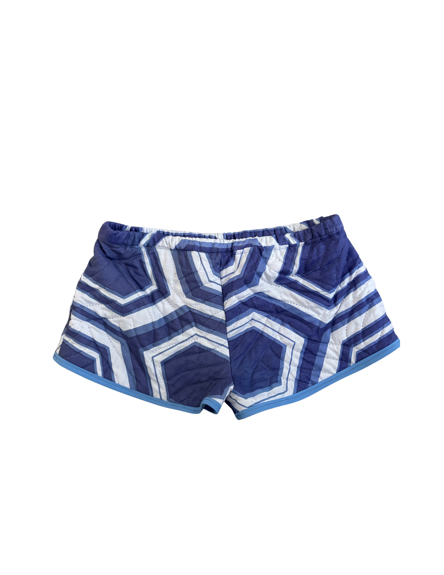 Blue Patterned Mini Shorts