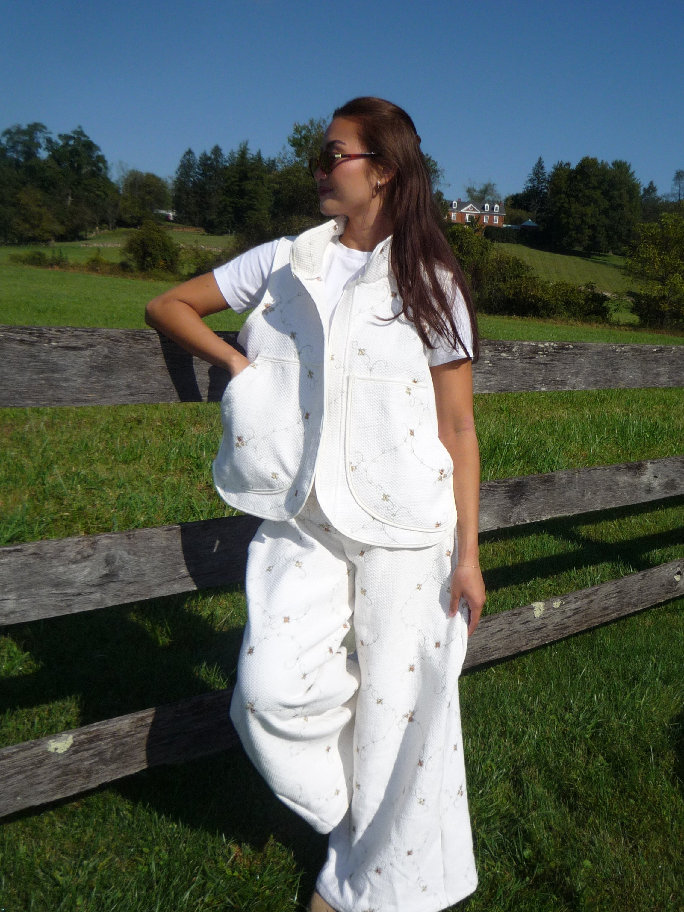 Cream Floral Quilted Vest