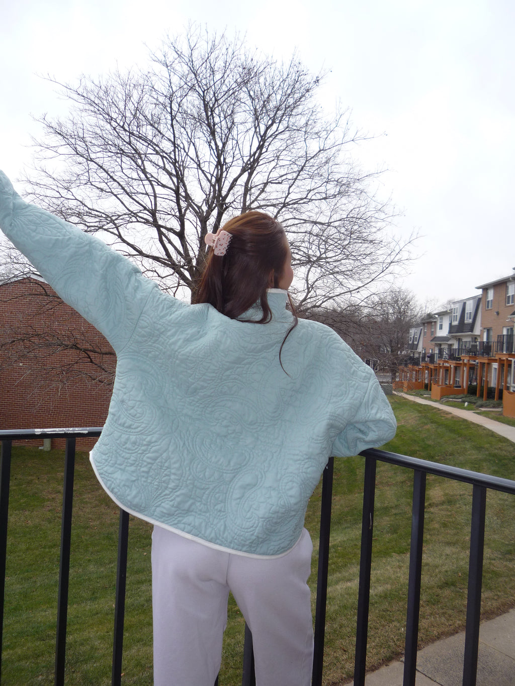 Mint and White Mockneck