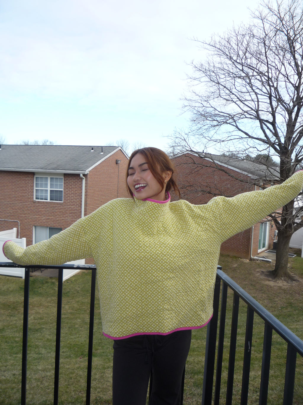 Yellow Geometric Mockneck