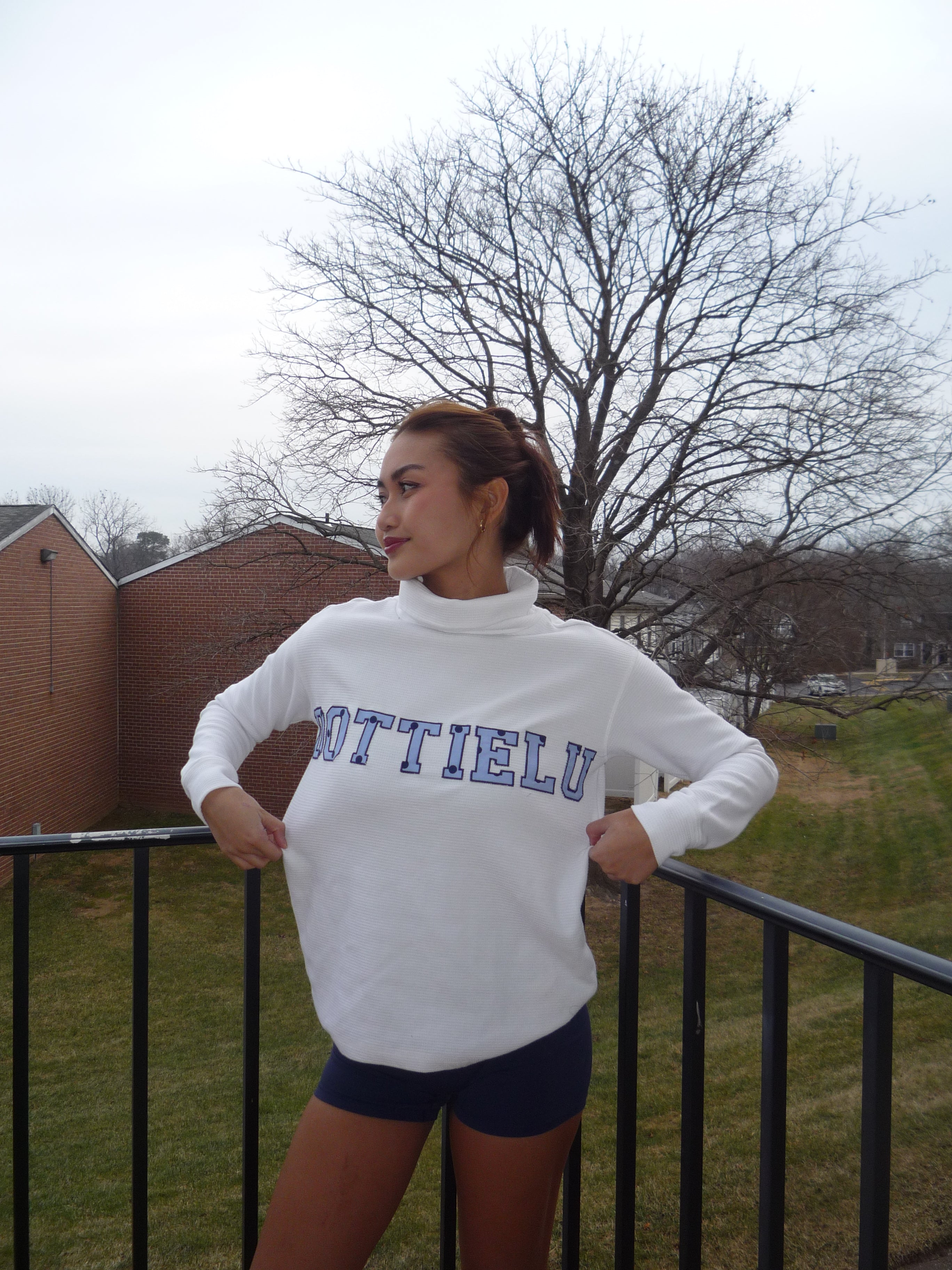 Retro Letter Turtleneck Sweater