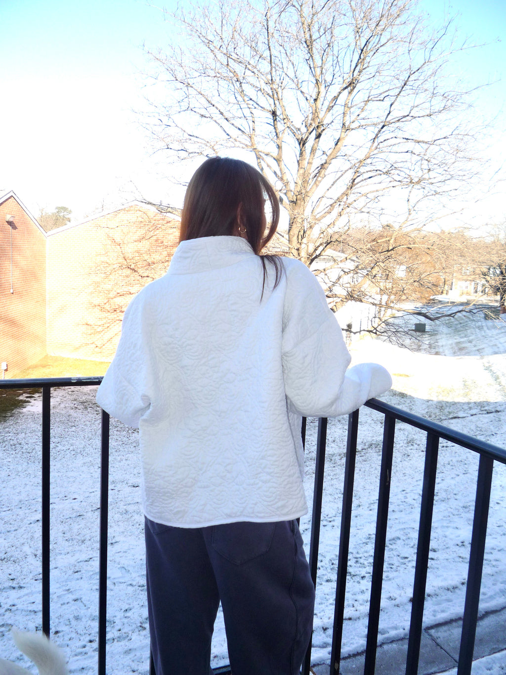 White Floral Mockneck