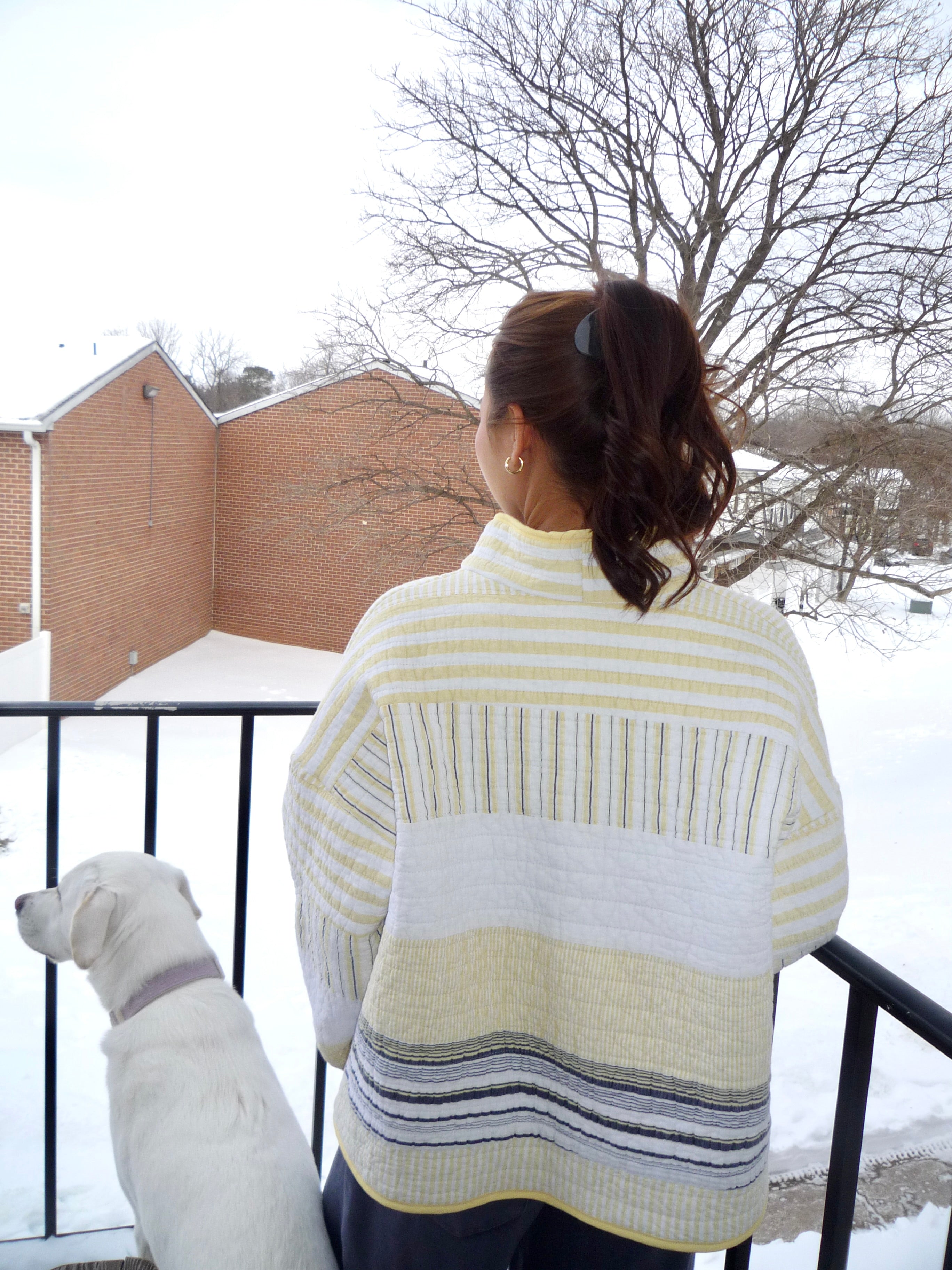 Yellow and Blue Striped Mockneck