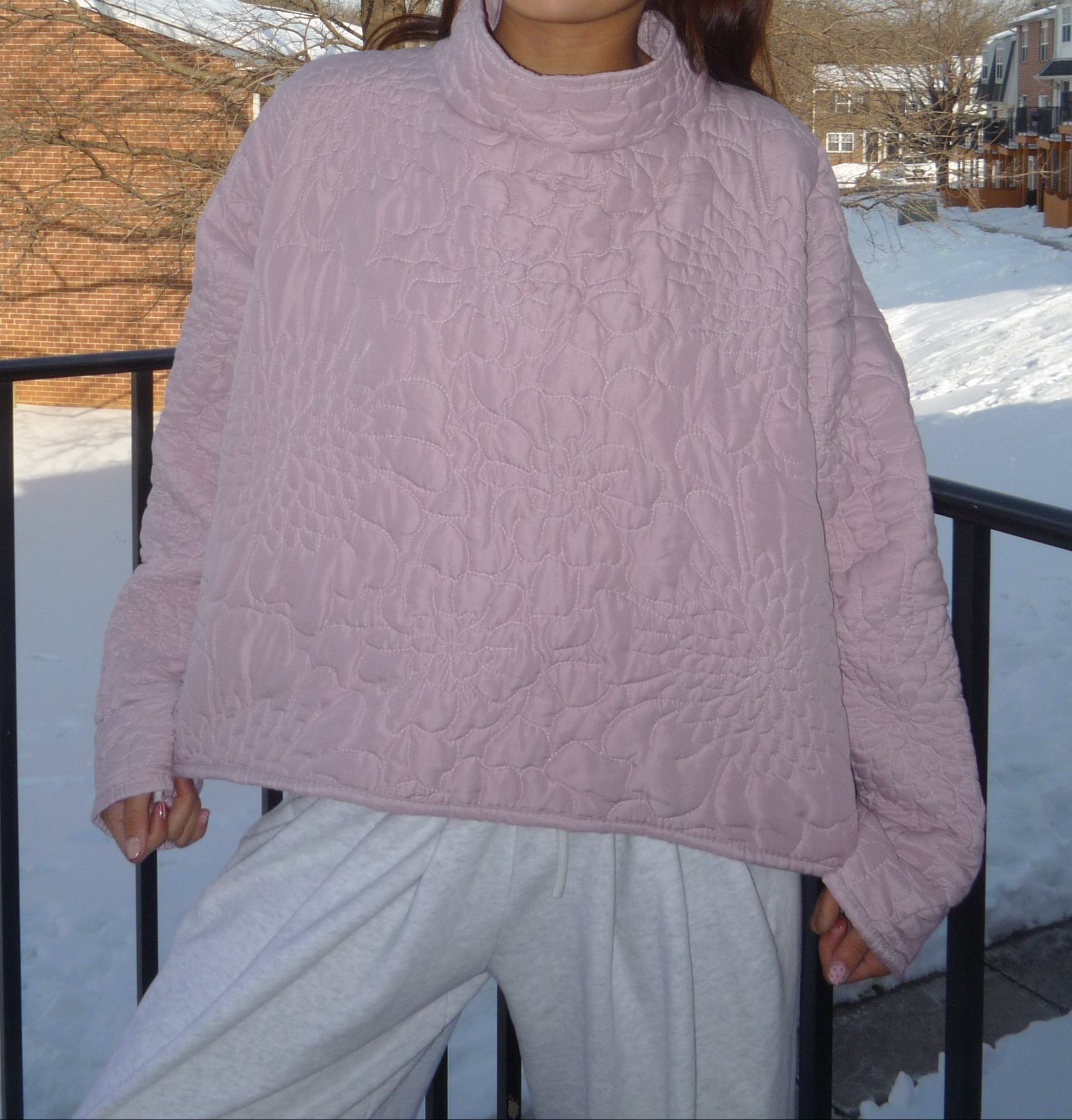 Mauve Floral Mockneck