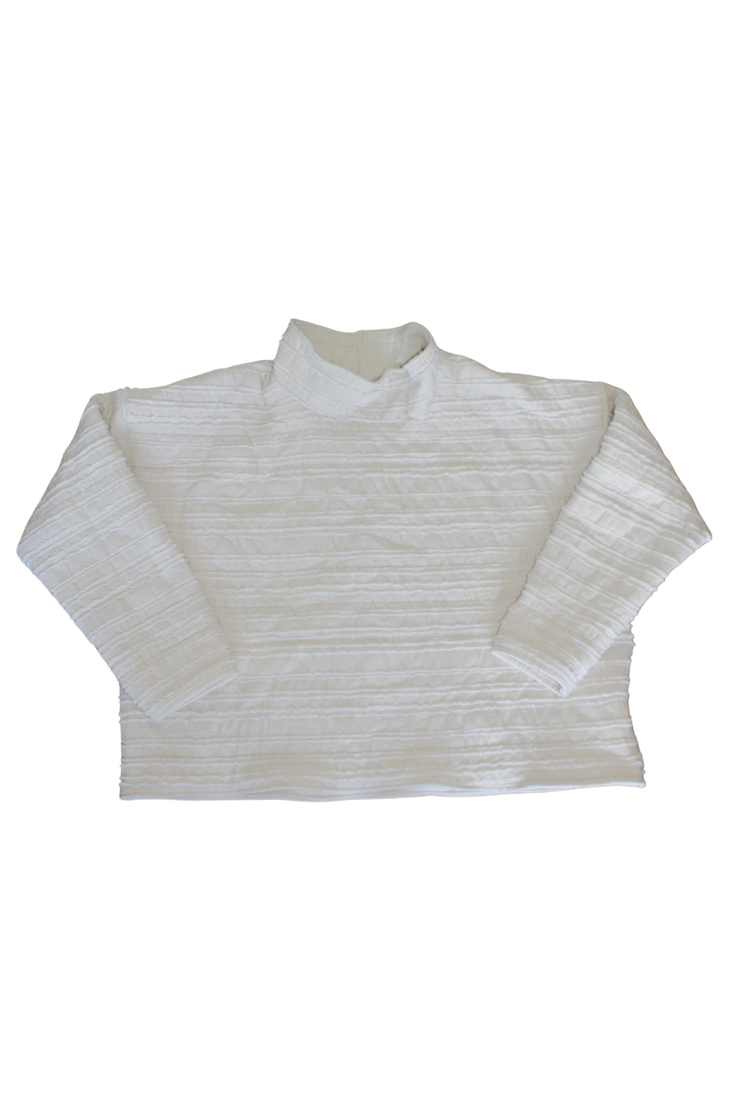 White Ruffle Mockneck