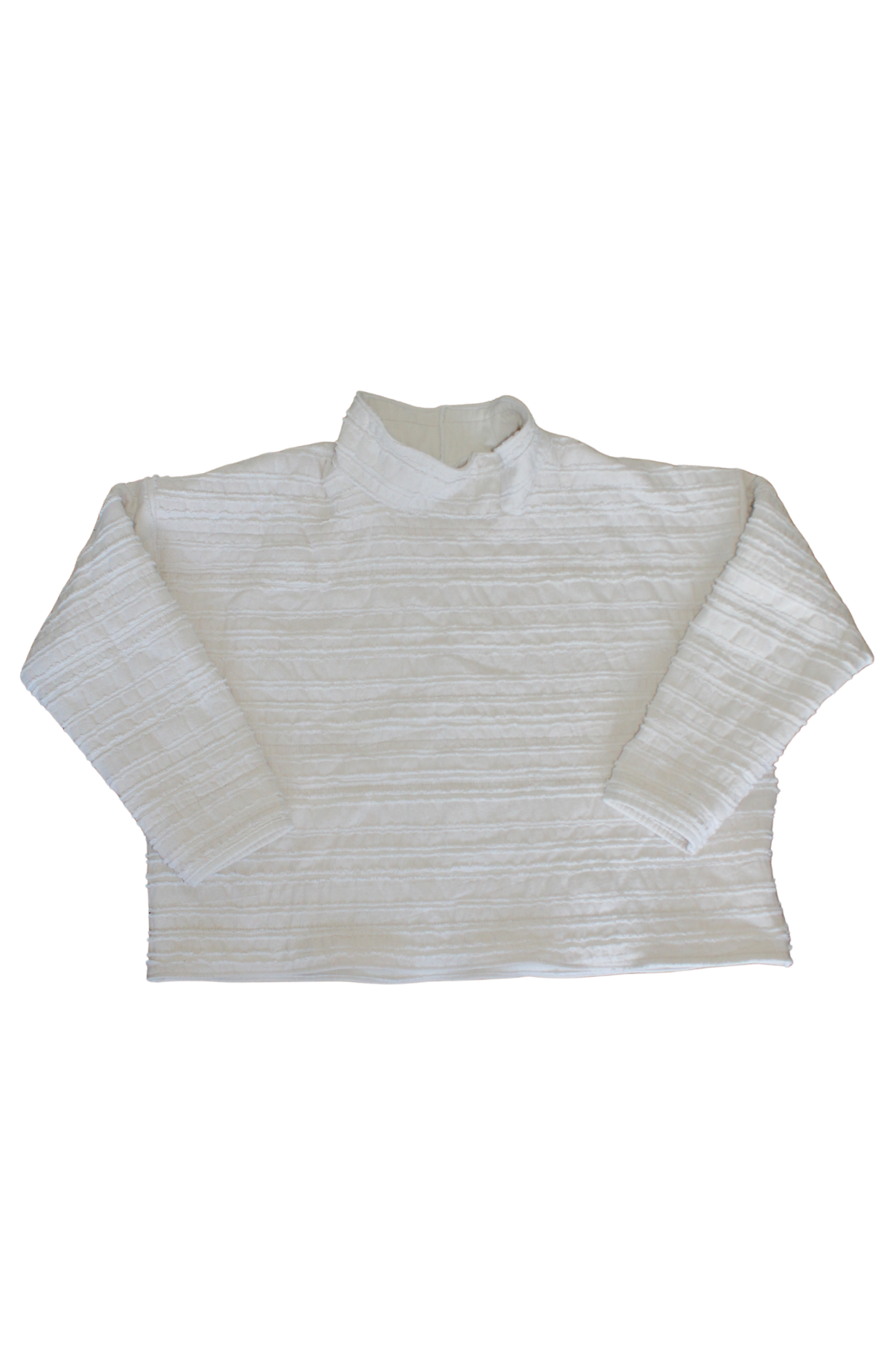 White Ruffle Mockneck