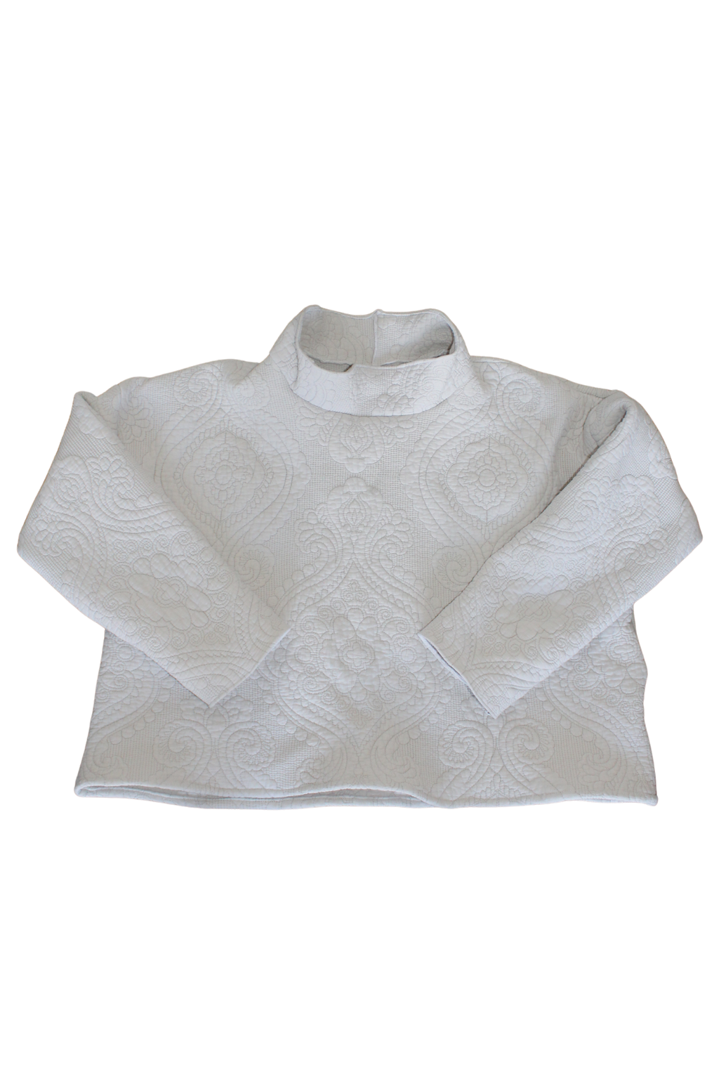 Gray Floral Mockneck