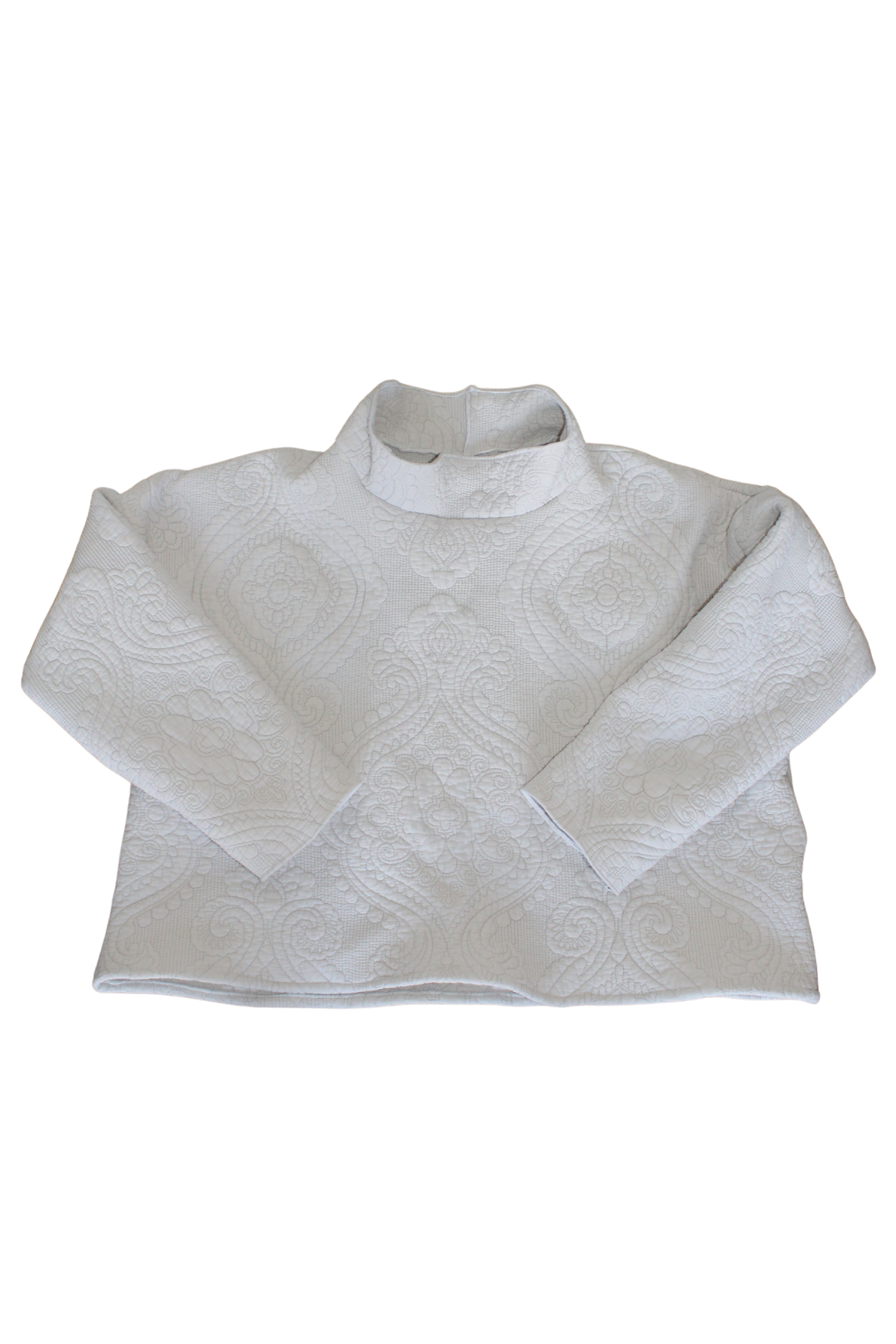 Gray Floral Mockneck