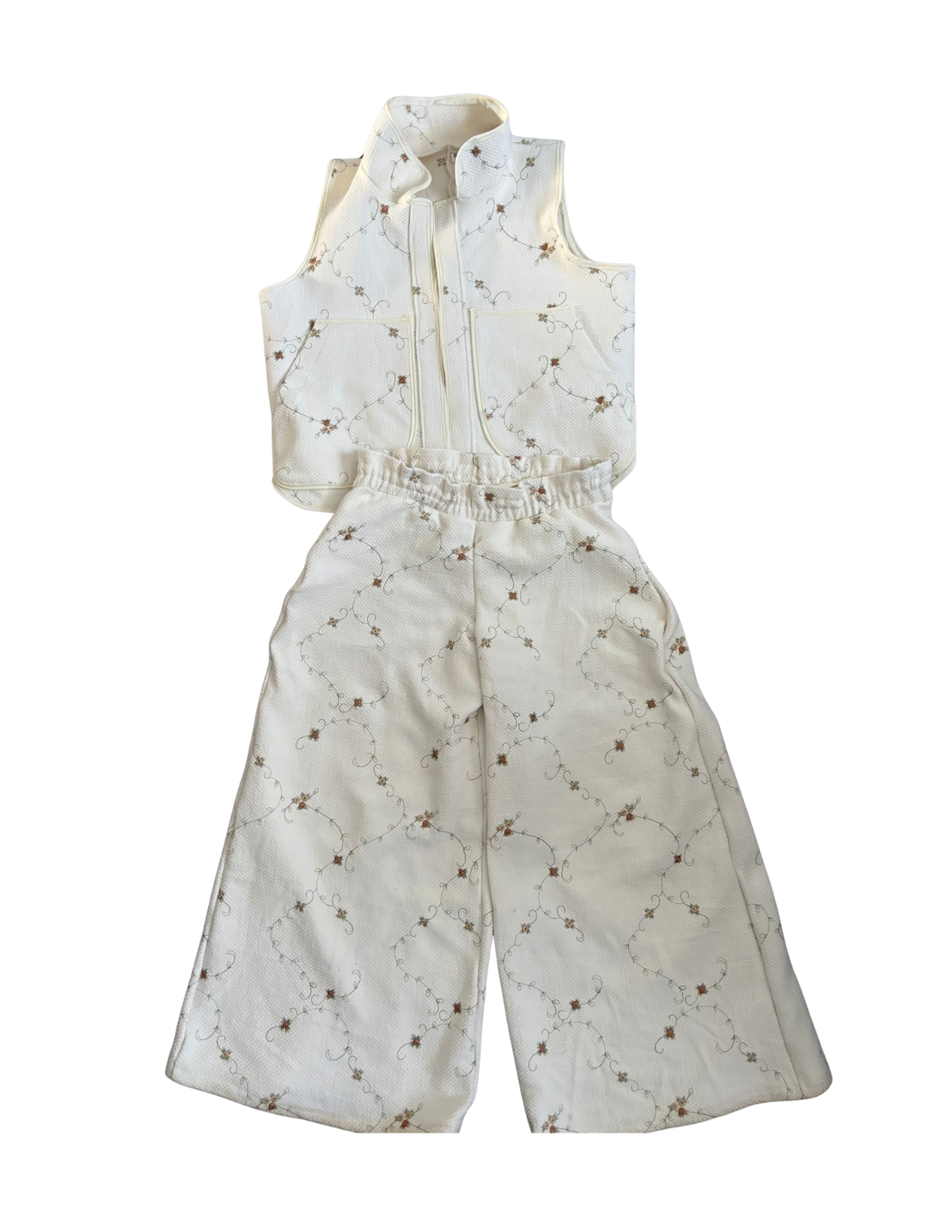 Cream Floral Quilted Vest