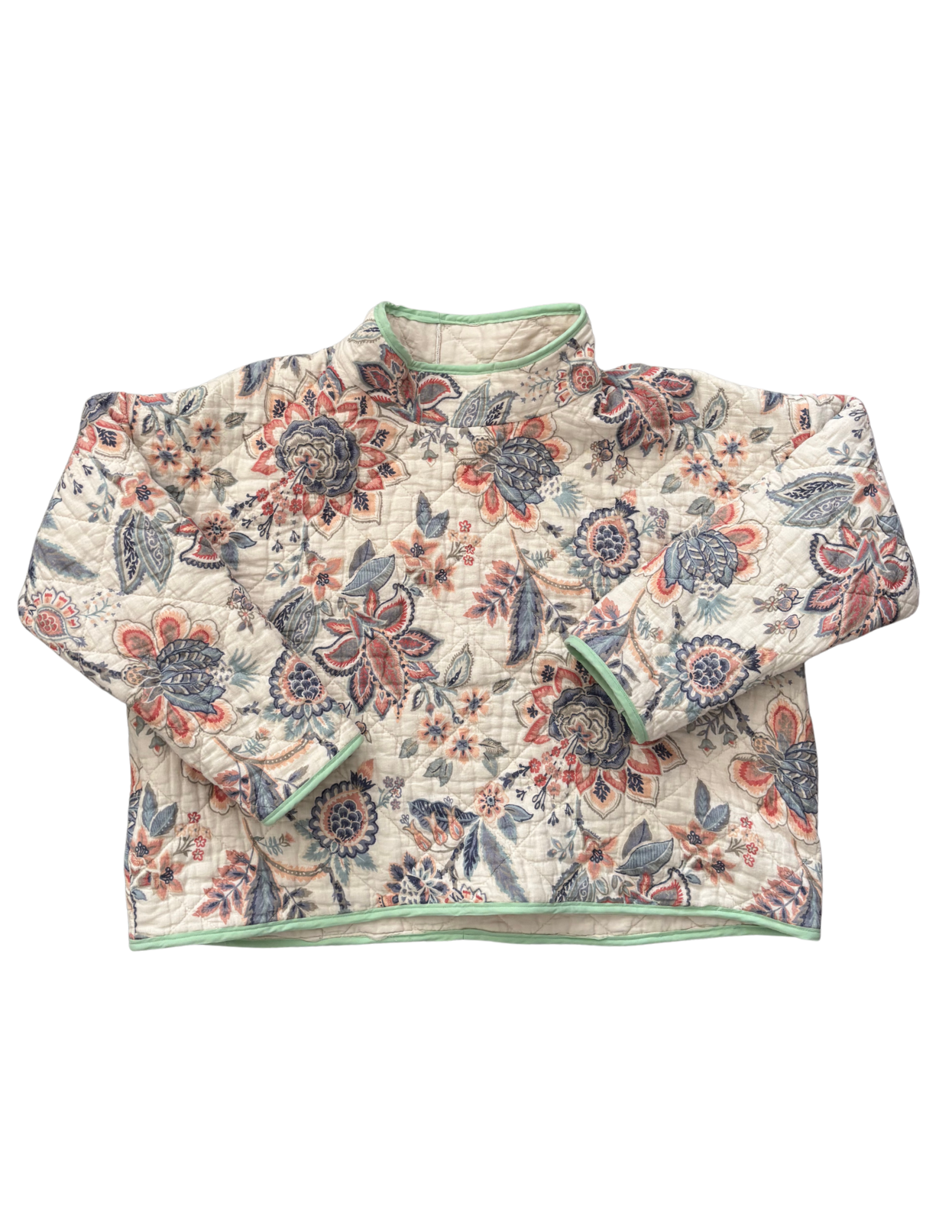 White Floral Patterned Mockneck