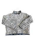 White and Blue Patterned Mockneck