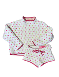 Green and Pink Polkadot Mockneck and Shorts Set