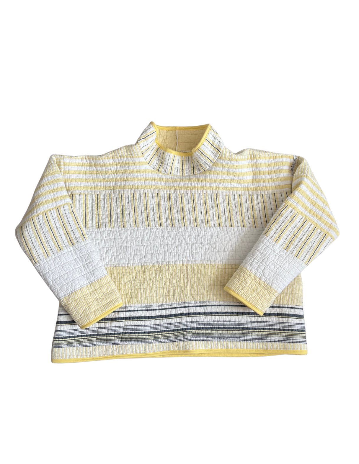 Yellow and Blue Striped Mockneck