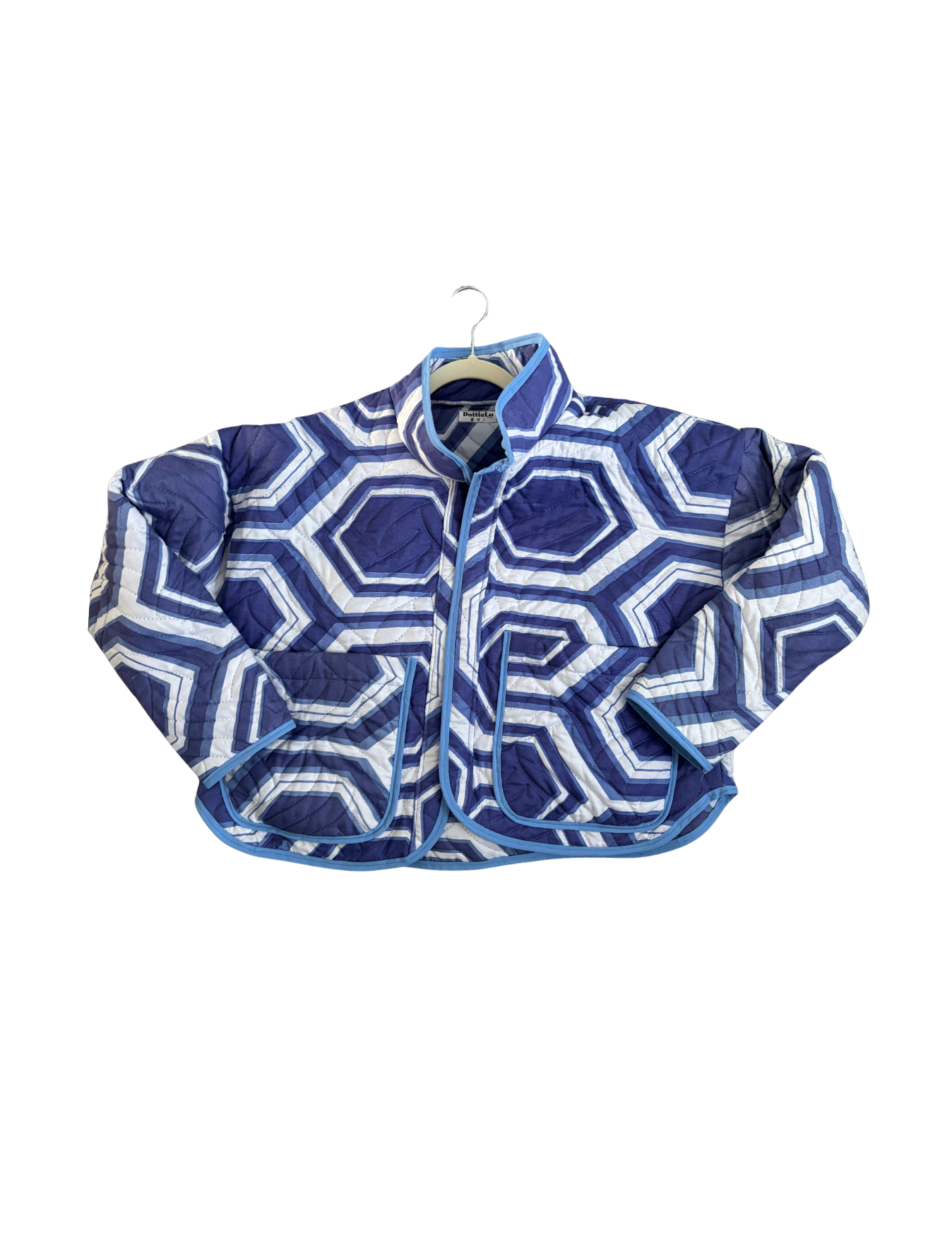 Blue Patterned Quilted Jacket