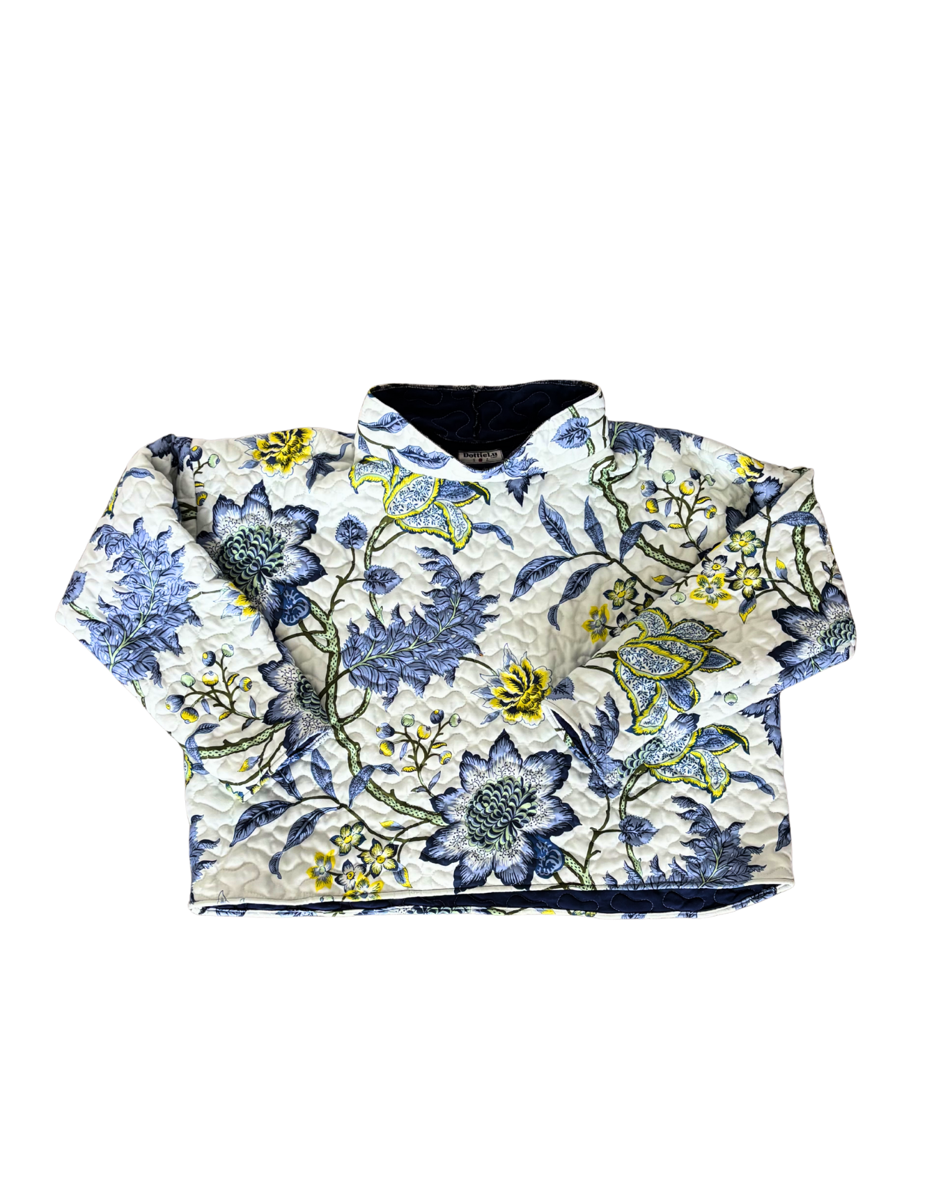 Blue and Yellow Floral Mockneck