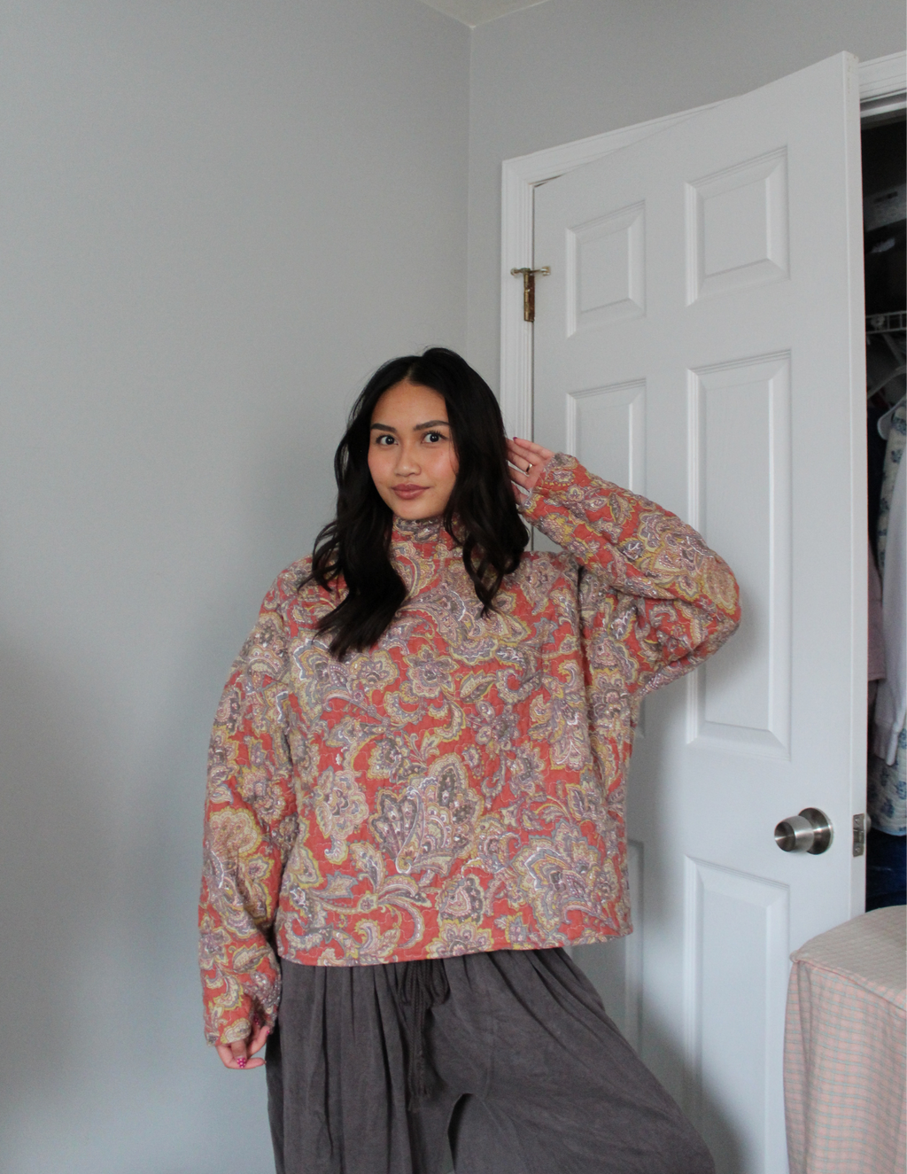 Paisley Printed Mockneck
