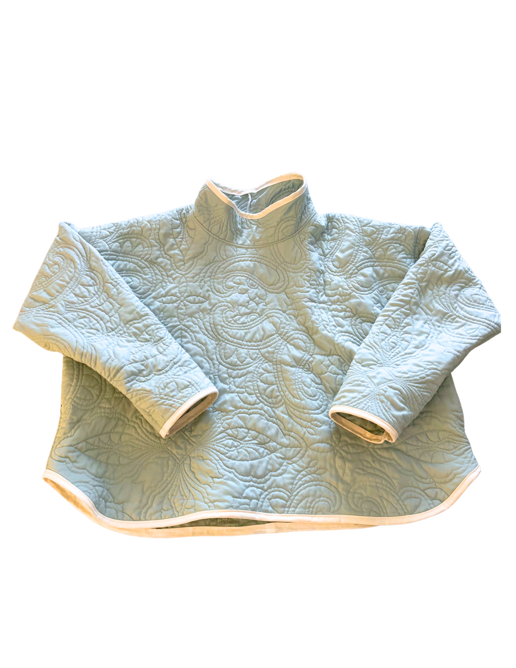 Mint and White Mockneck