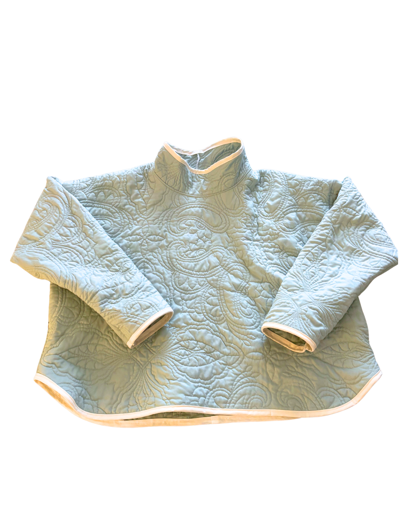 Mint and White Mockneck